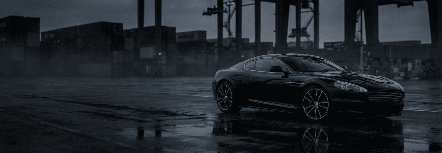 Luxury vehicle at a shipping port